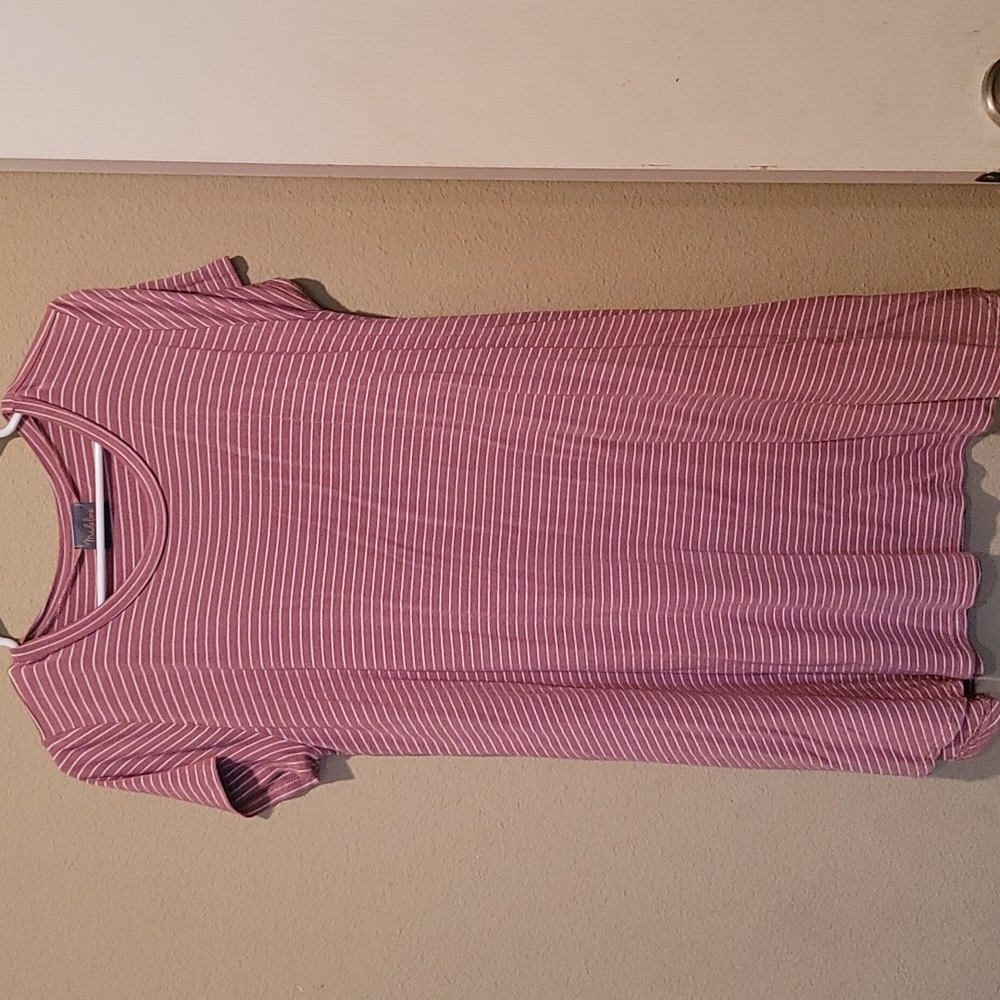 Mauve stripe tshirt dress